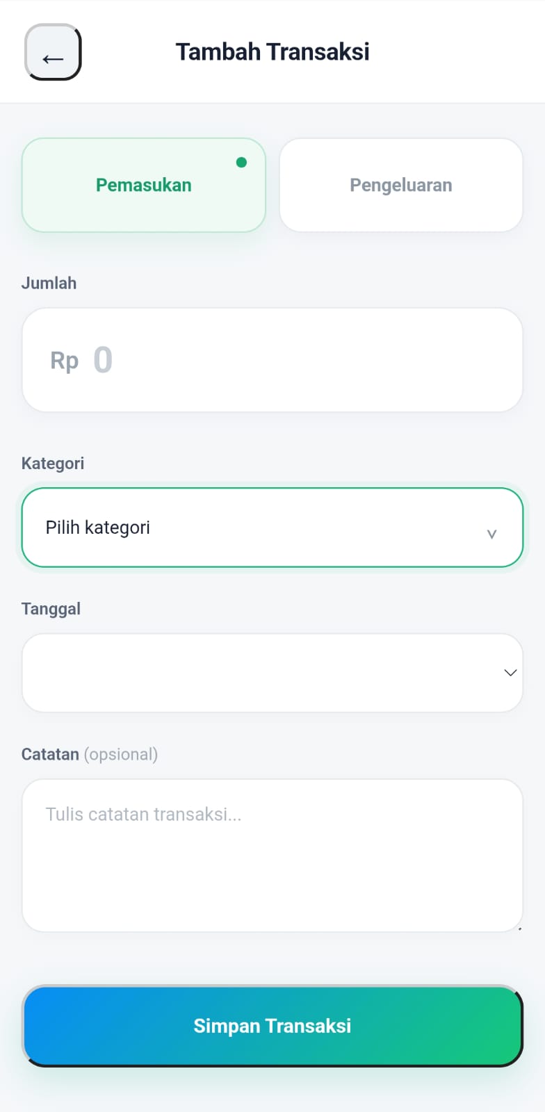 Tampilan Transaksi sakuQ